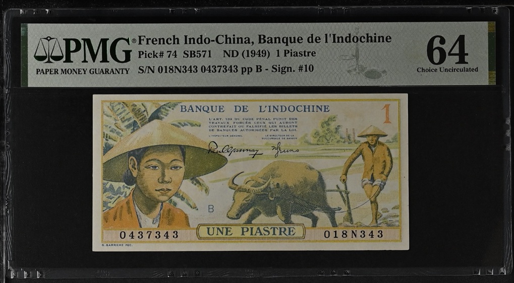 French Indo-China, Banque de l'Indochine, 1 Piastre SB571 ND (1949